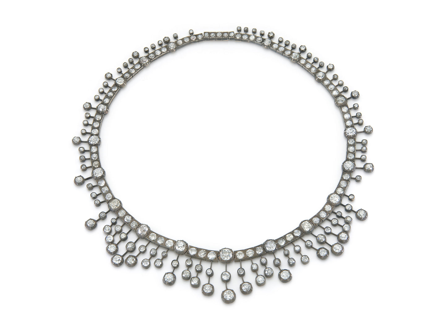 Antique Georgian 50.00 Carat Old Mine Cut Diamond Necklace