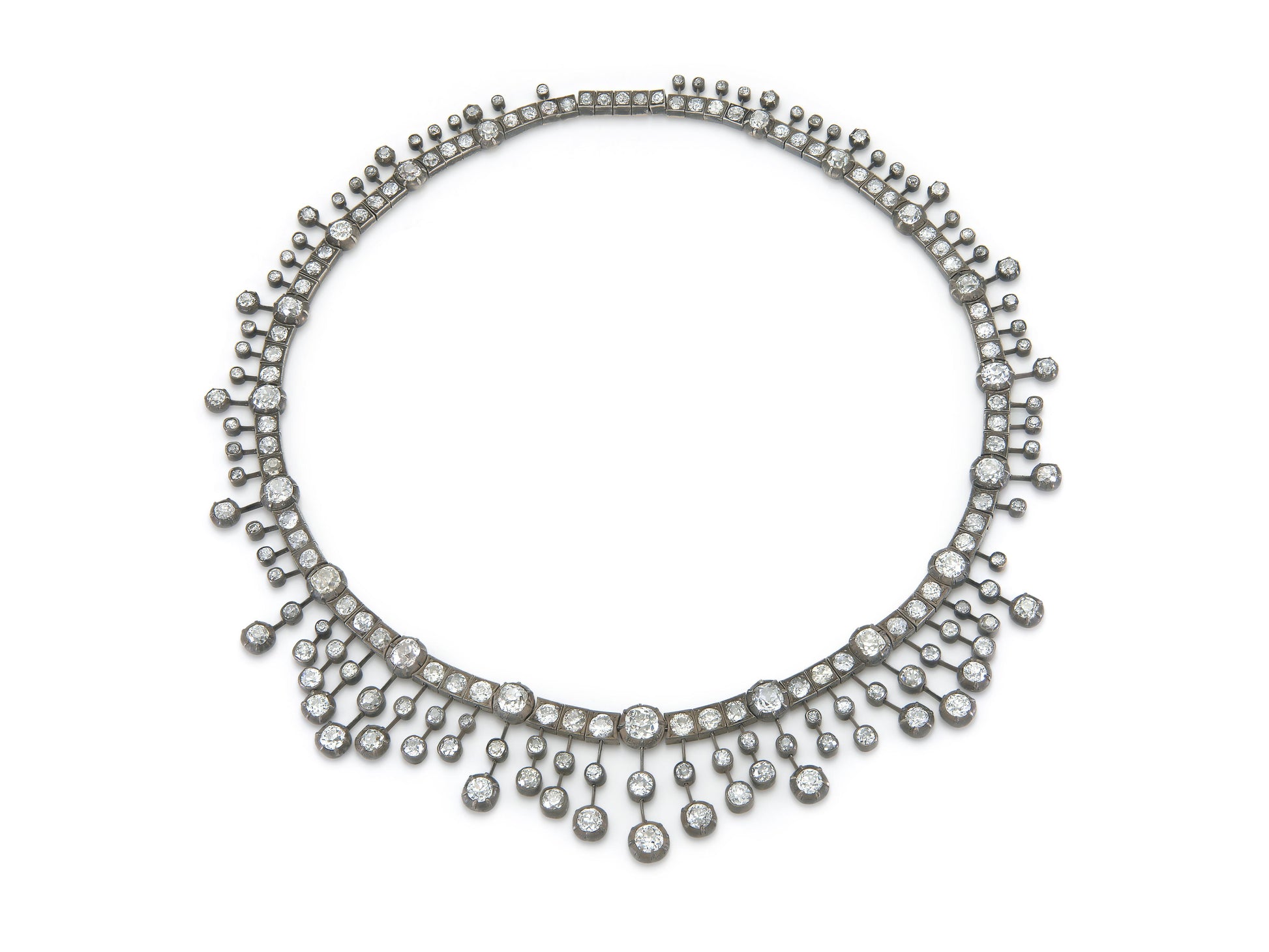 Antique Georgian 50.00 Carat Old Mine Cut Diamond Necklace