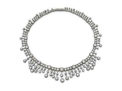 Antique Georgian 50.00 Carat Old Mine Cut Diamond Necklace