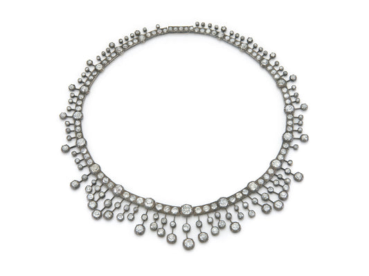 Antique Georgian 50.00 Carat Old Mine Cut Diamond Necklace