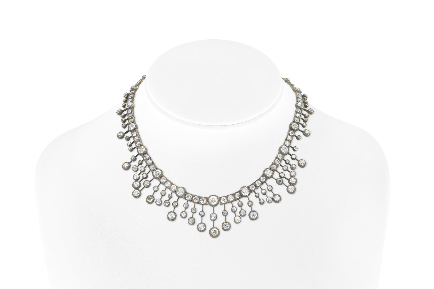 Antique Georgian 50.00 Carat Old Mine Cut Diamond Necklace