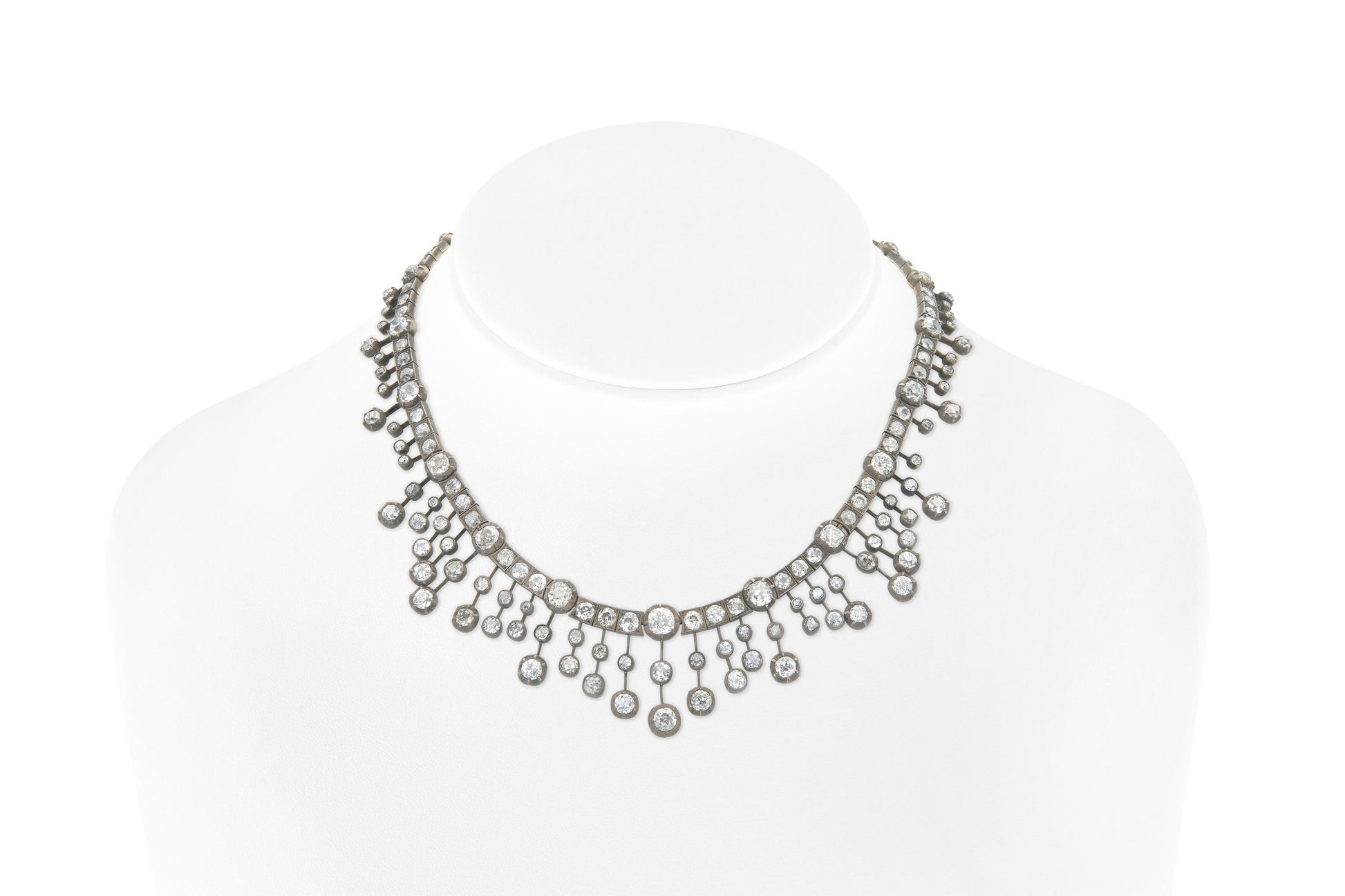 Antique Georgian 50.00 Carat Old Mine Cut Diamond Necklace