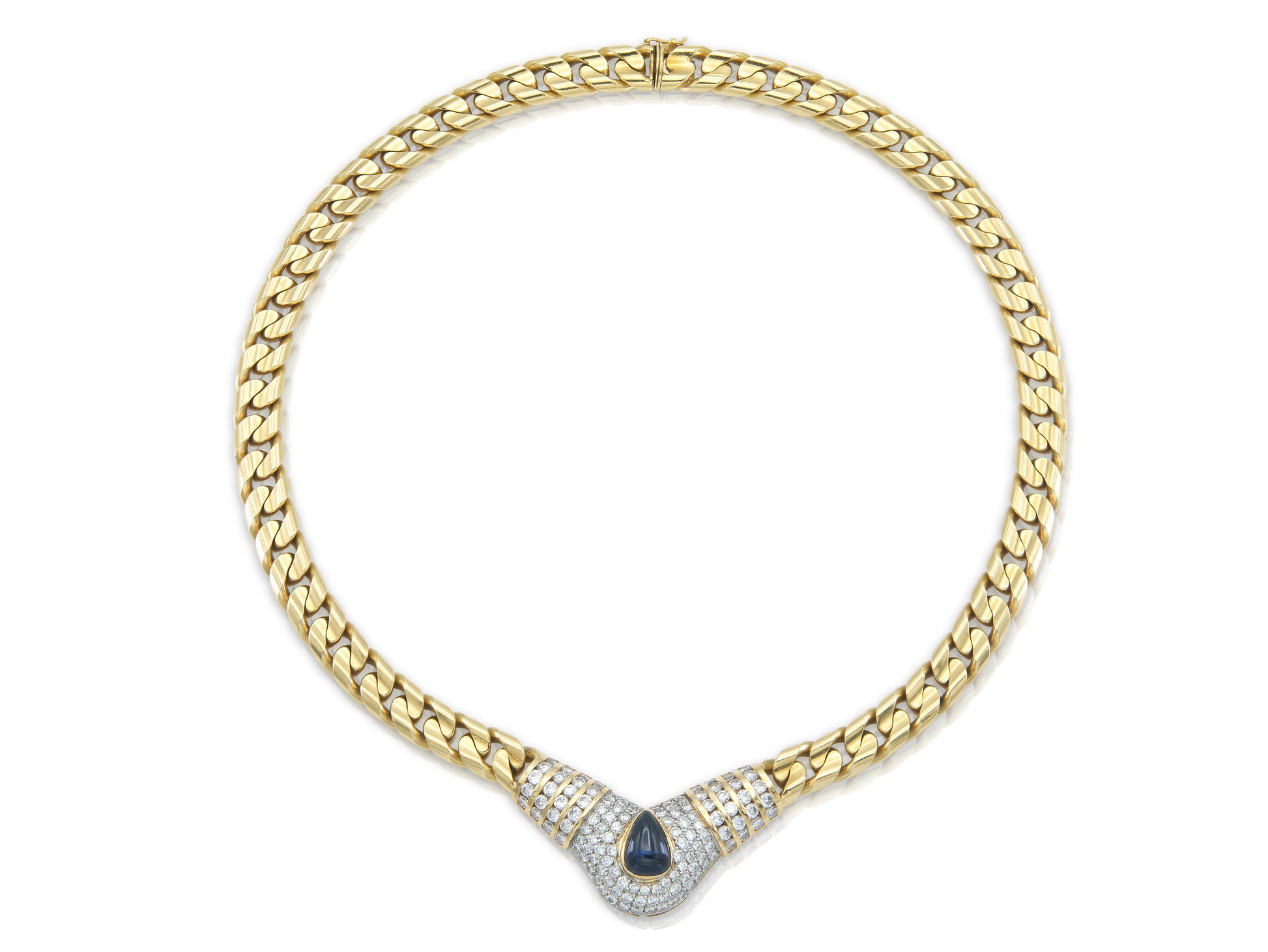 Vintage 1980s Adriano Chimento Sapphire and Diamond Necklace