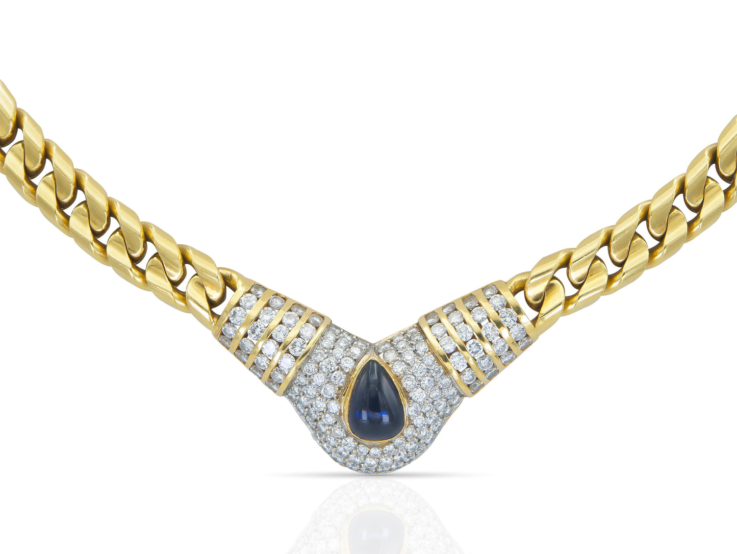 Vintage 1980s Adriano Chimento Sapphire and Diamond Necklace