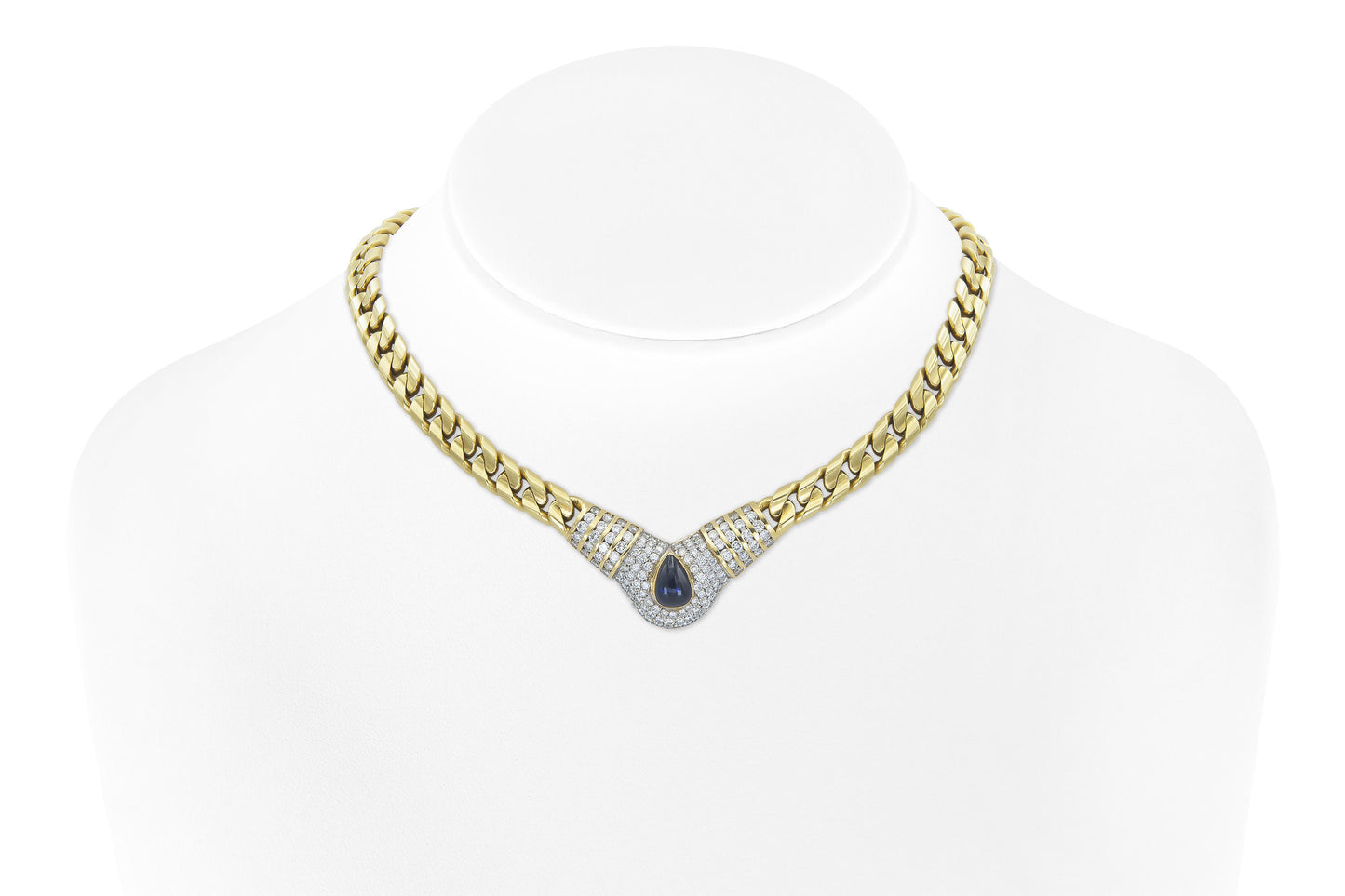 Vintage 1980s Adriano Chimento Sapphire and Diamond Necklace