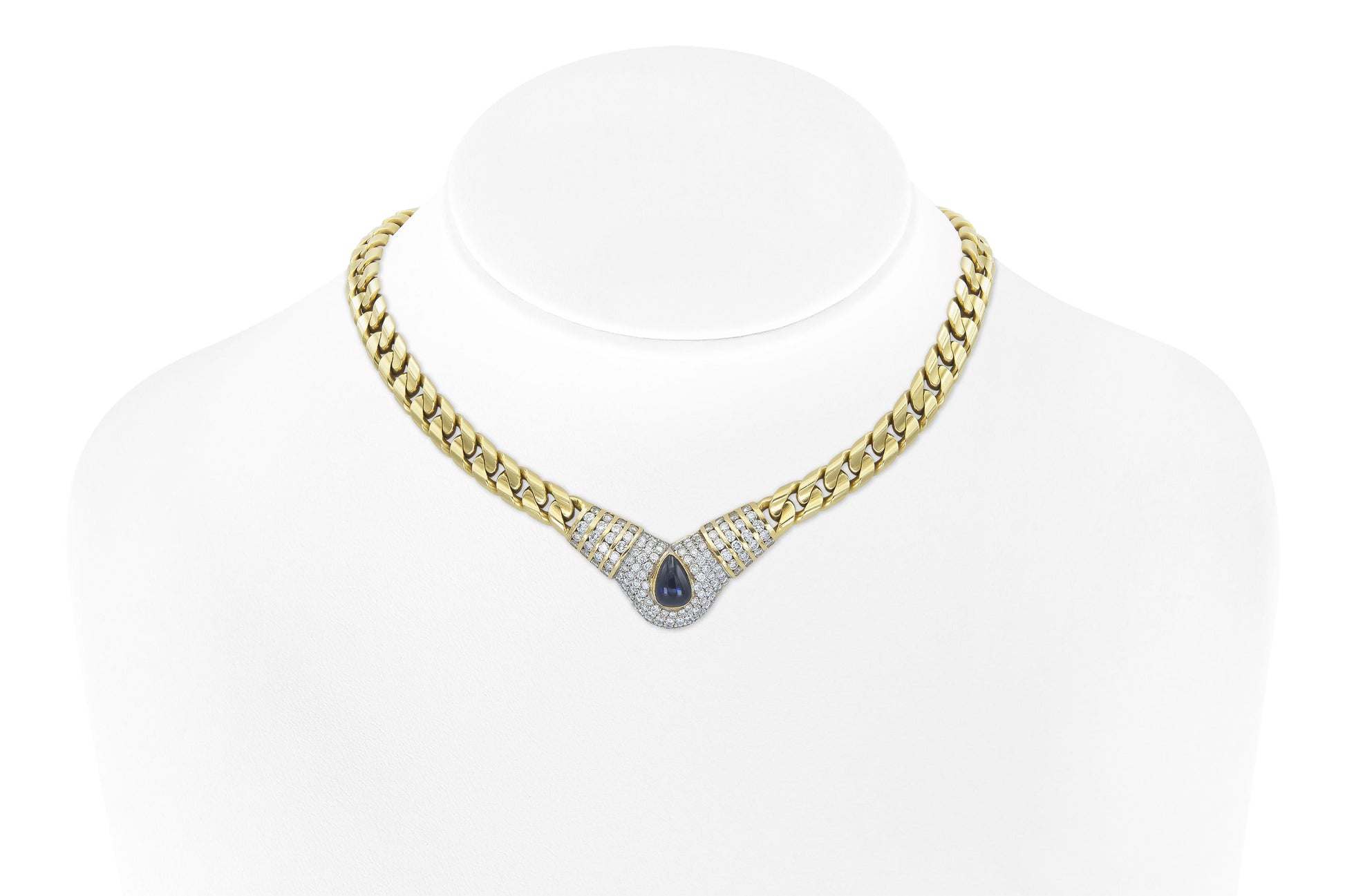 Vintage 1980s Adriano Chimento Sapphire and Diamond Necklace