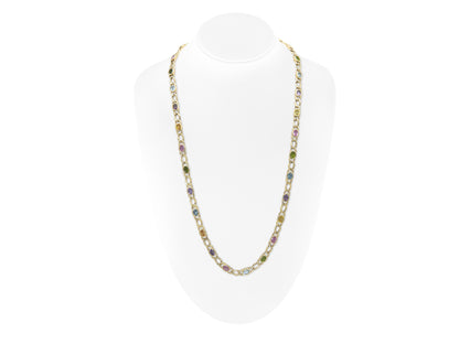 Vintage 1980s Multi-Gem Curb Link Chain Necklace