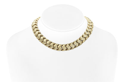 Vintage 1980s Gold Weave Collar Necklace