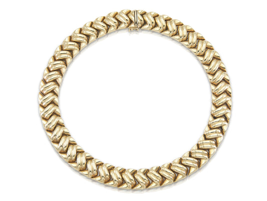 Vintage 1980s Gold Weave Collar Necklace