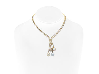 Multi-Color Pearl and 7.60 Carat Diamond Lavalier Necklace