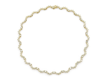 15.00 Carat Round Brilliant Cut Diamond Squiggle Tennis Necklace