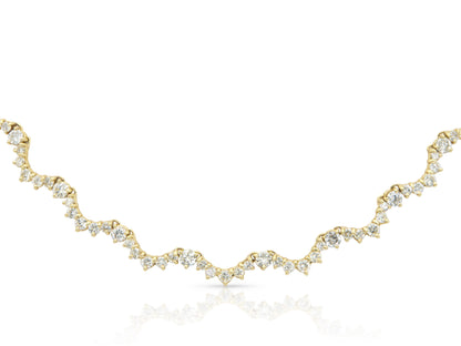 15.00 Carat Round Brilliant Cut Diamond Squiggle Tennis Necklace