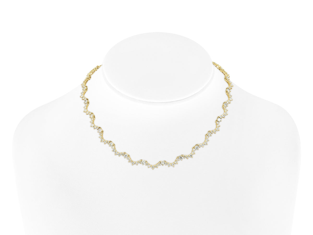 15.00 Carat Round Brilliant Cut Diamond Squiggle Tennis Necklace