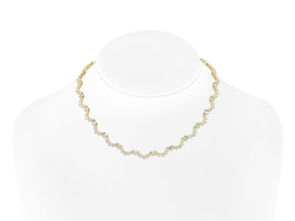 15.00 Carat Round Brilliant Cut Diamond Squiggle Tennis Necklace
