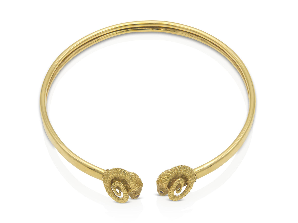 Vintage 1970s Double Rams Head Choker Necklace