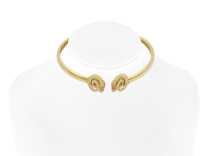 Vintage 1970s Double Rams Head Choker Necklace