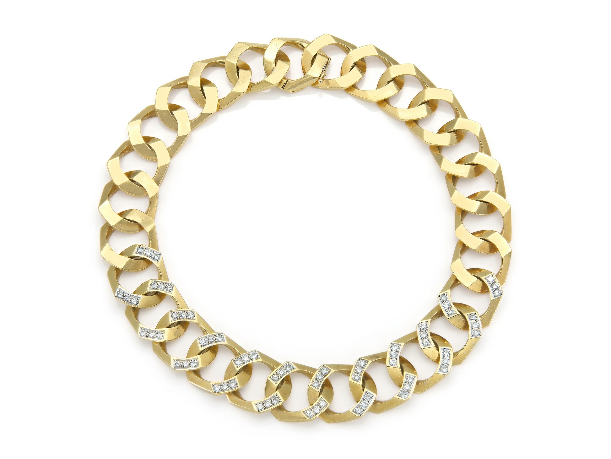 Vintage 1980s Curb Link Necklace with Diamonds