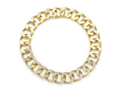 Vintage 1980s Curb Link Necklace with Diamonds