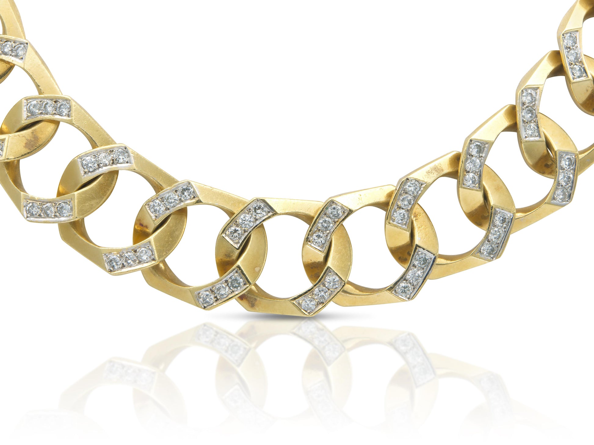Vintage 1980s Curb Link Necklace with Diamonds