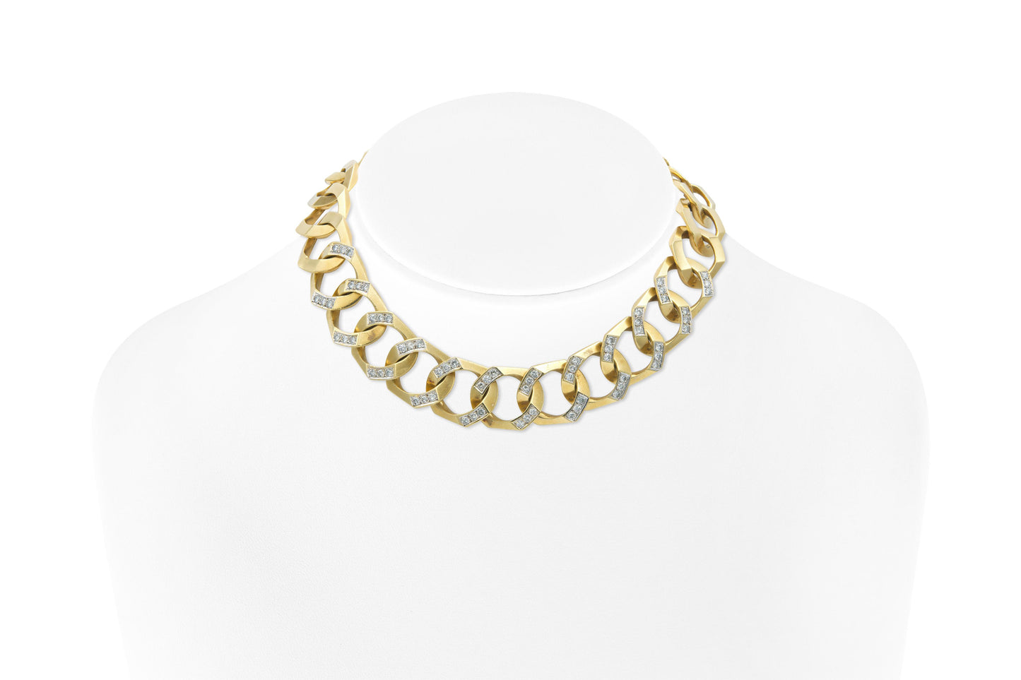 Vintage 1980s Curb Link Necklace with Diamonds