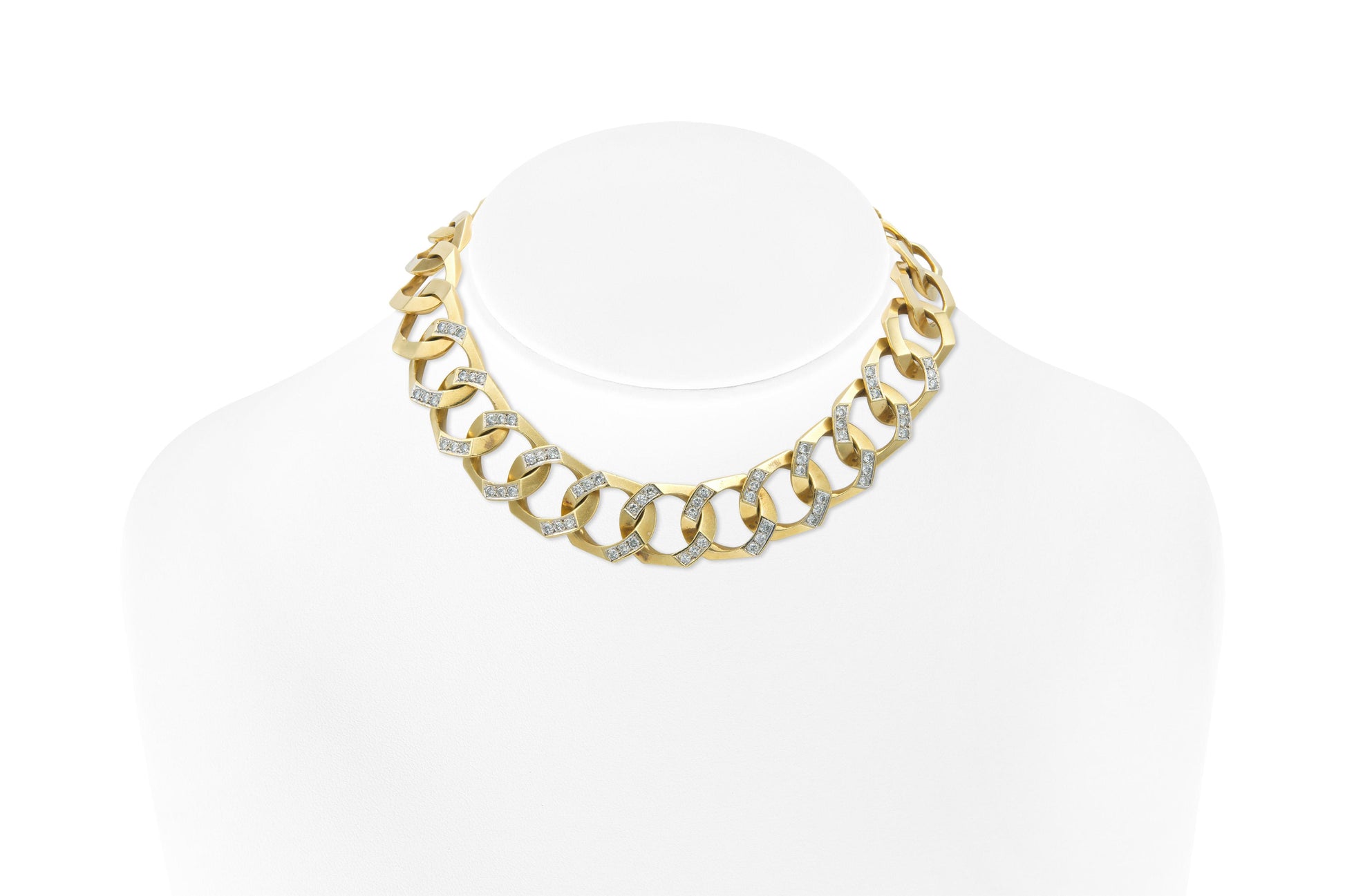 Vintage 1980s Curb Link Necklace with Diamonds
