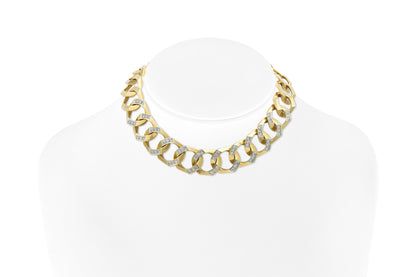 Vintage 1980s Curb Link Necklace with Diamonds