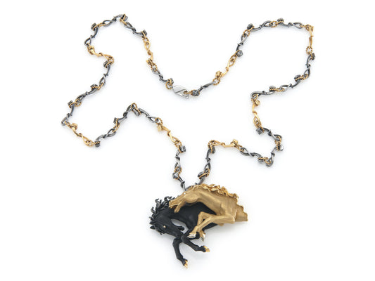 Vintage 1990s Carrera y Carrera "Ecuestre" Horses Pendant Necklace