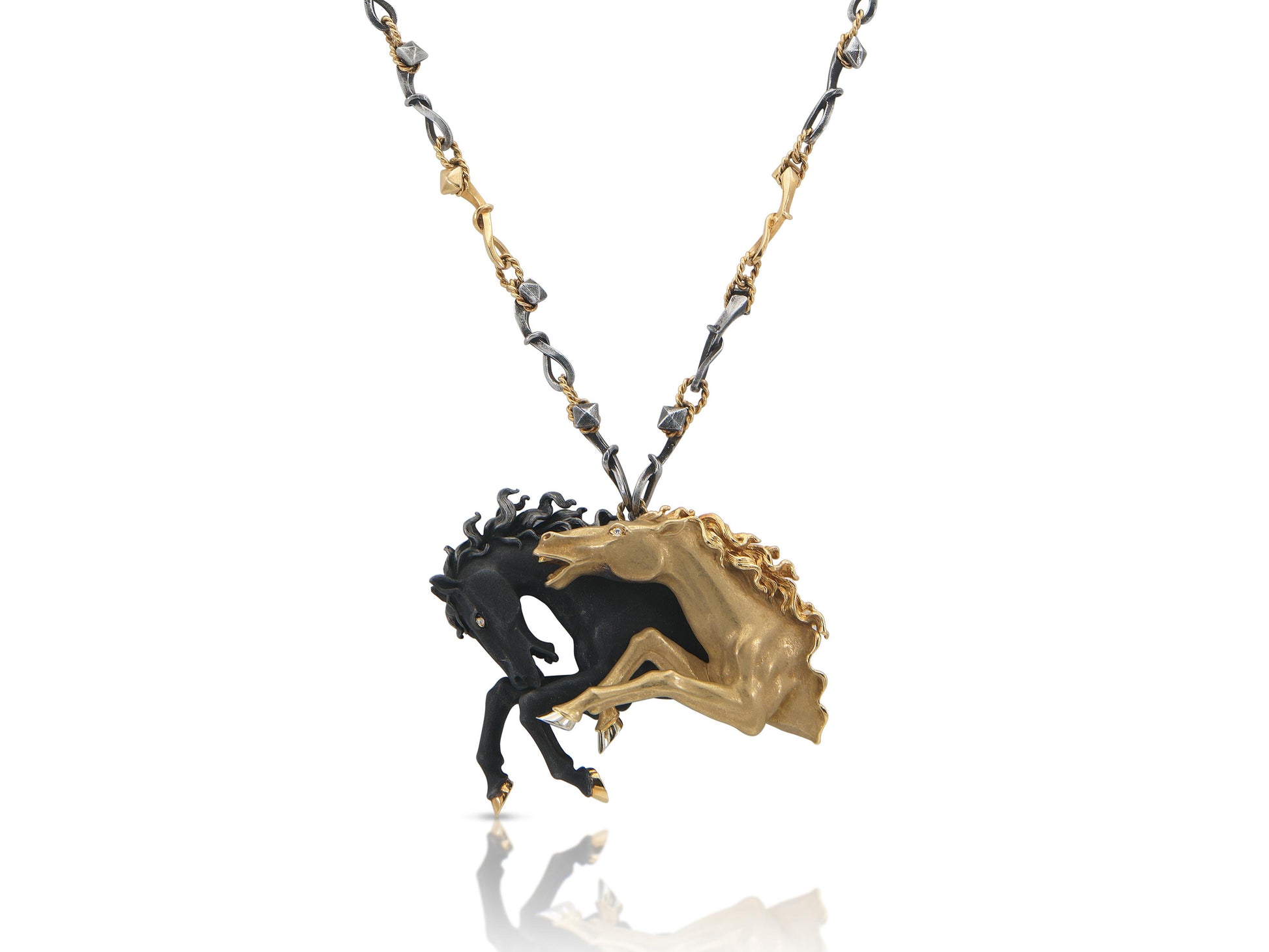 Vintage 1990s Carrera y Carrera "Ecuestre" Horses Pendant Necklace