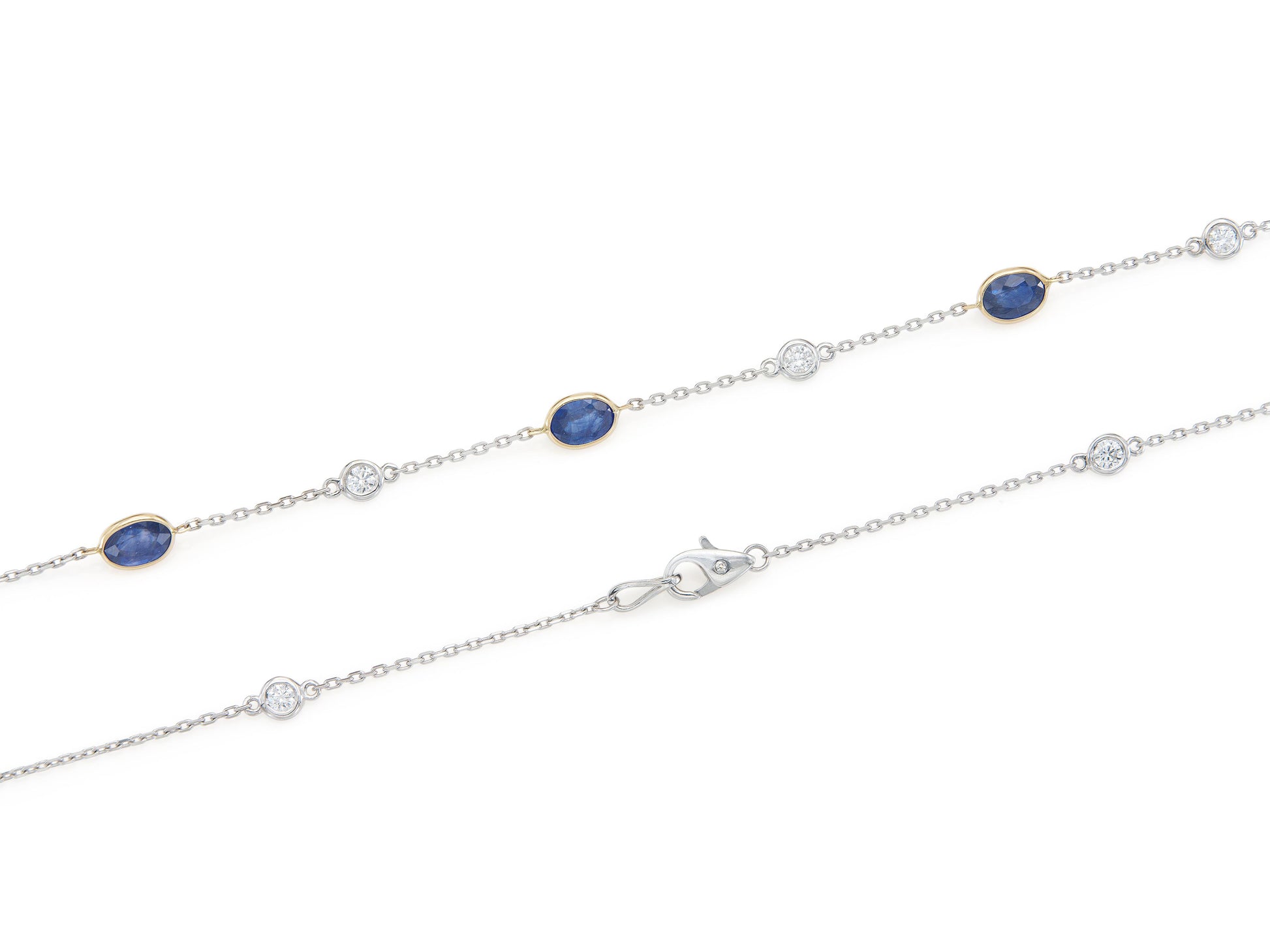 9.00 Carat Sapphires and 1.50 Carat Diamonds by The Yard Necklace
