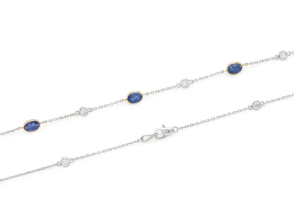 9.00 Carat Sapphires and 1.50 Carat Diamonds by The Yard Necklace