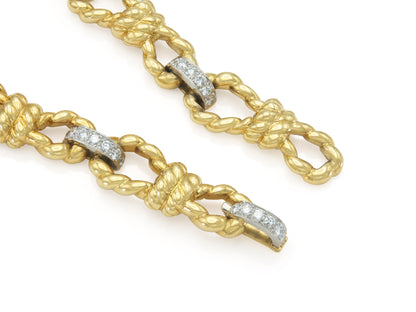 David Webb Gold Rope Links Necklace with Diamonds