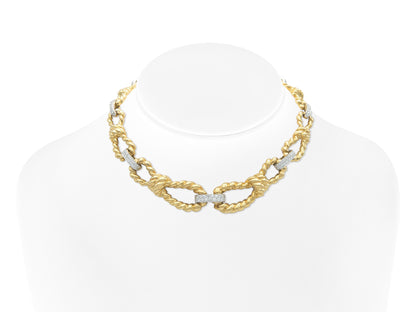 David Webb Gold Rope Links Necklace with Diamonds