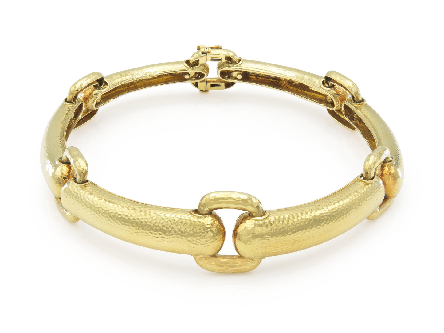 David Webb Hammered Gold Station Chocker Necklace