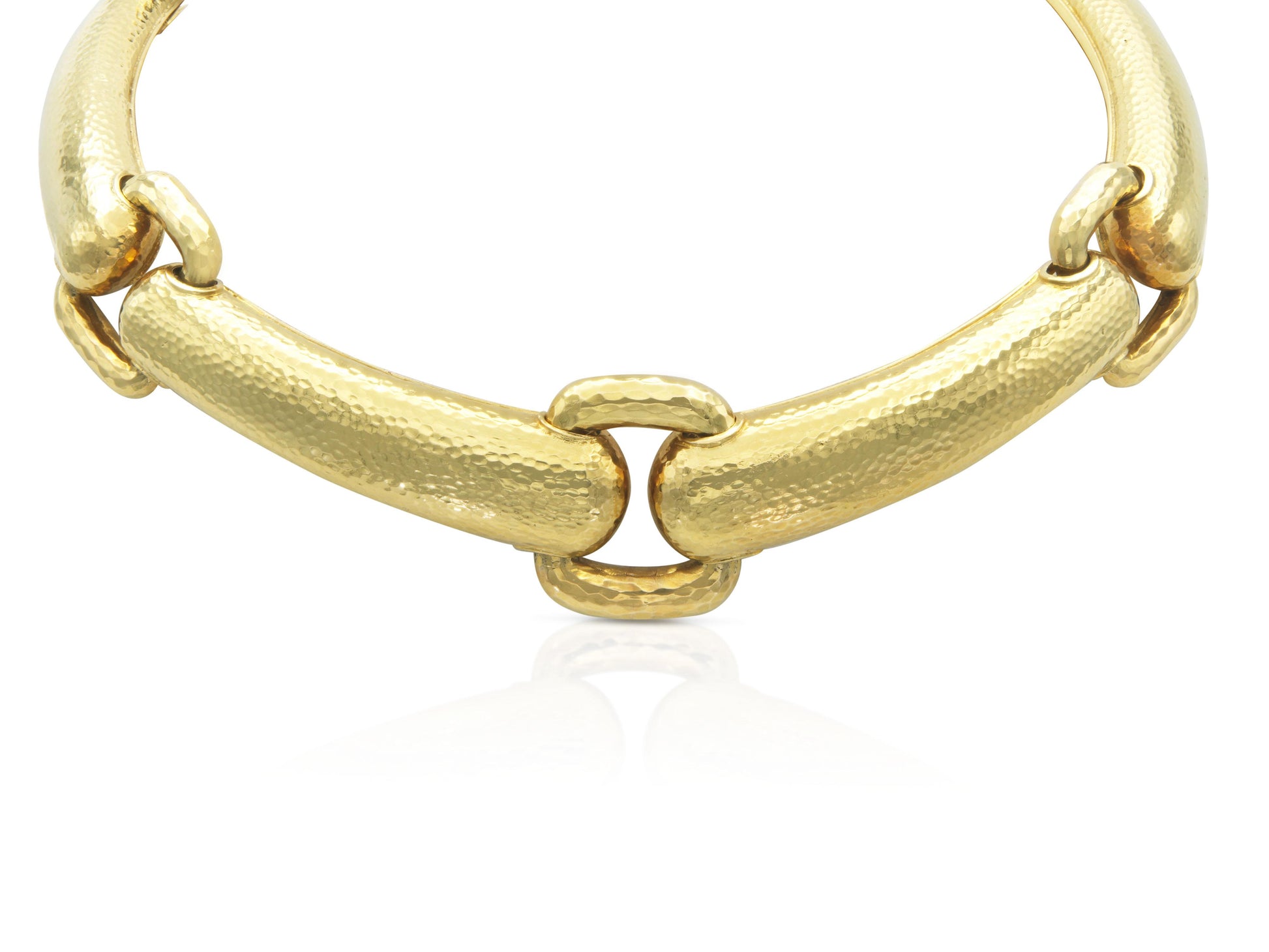 David Webb Hammered Gold Station Chocker Necklace