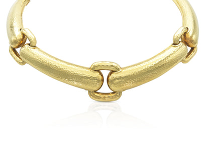 David Webb Hammered Gold Station Chocker Necklace