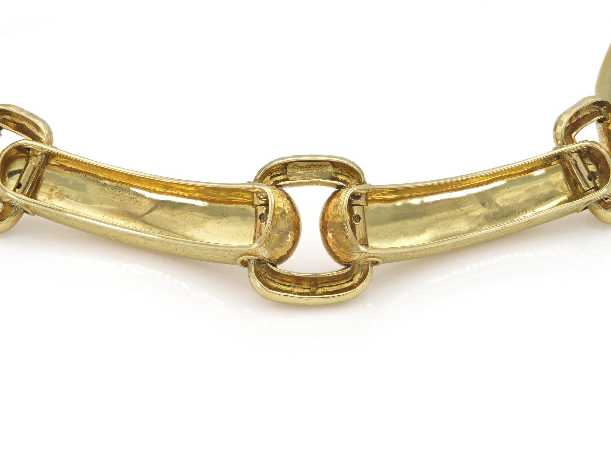 David Webb Hammered Gold Station Chocker Necklace