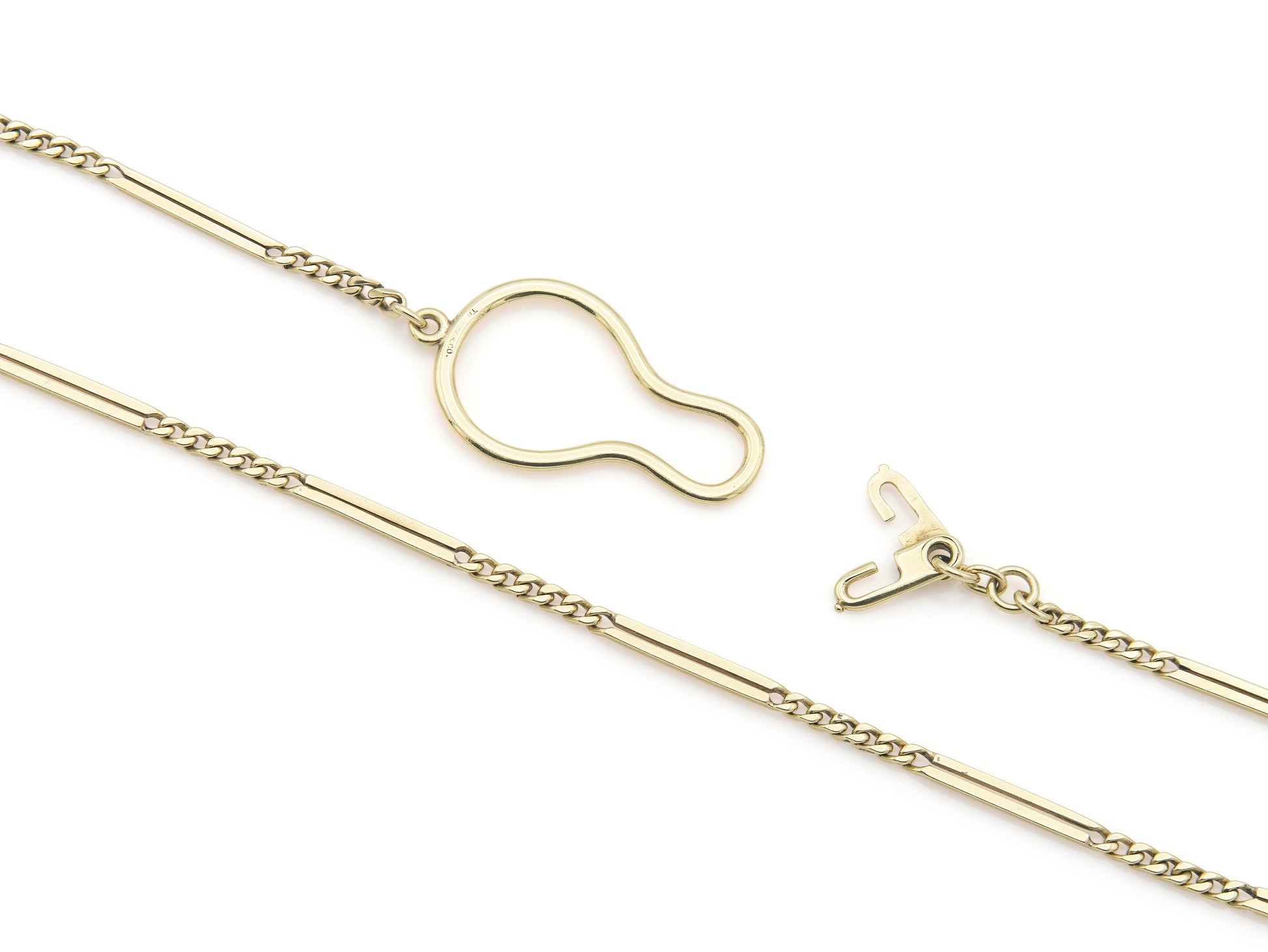 Antique Art Deco 1920s Tiffany & Co. Gold Watch Fob Station Chain Necklace