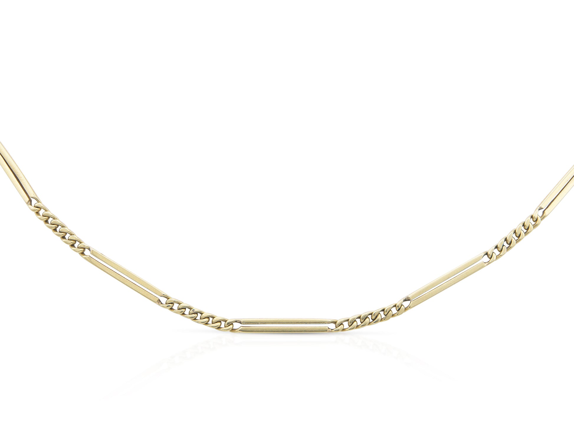 Antique Art Deco 1920s Tiffany & Co. Gold Watch Fob Station Chain Necklace