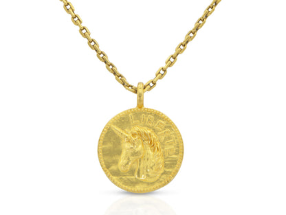 Mene Gold Liberte Unicorn Medallion Pendant Necklace