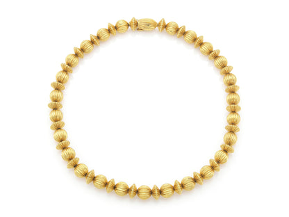 Vintage 1960s Lalaounis Textured Gold Balls Station Necklace