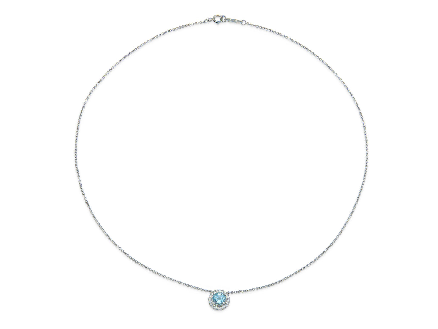 Tiffany Soleste Aquamarine and Diamond Pendant Necklace