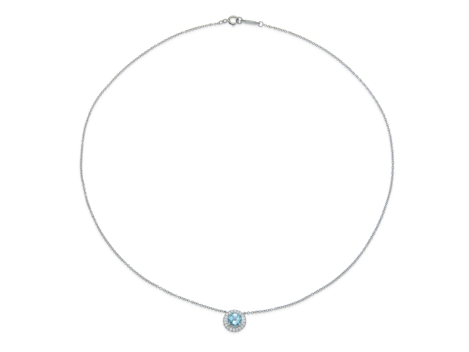 Tiffany Soleste Aquamarine and Diamond Pendant Necklace