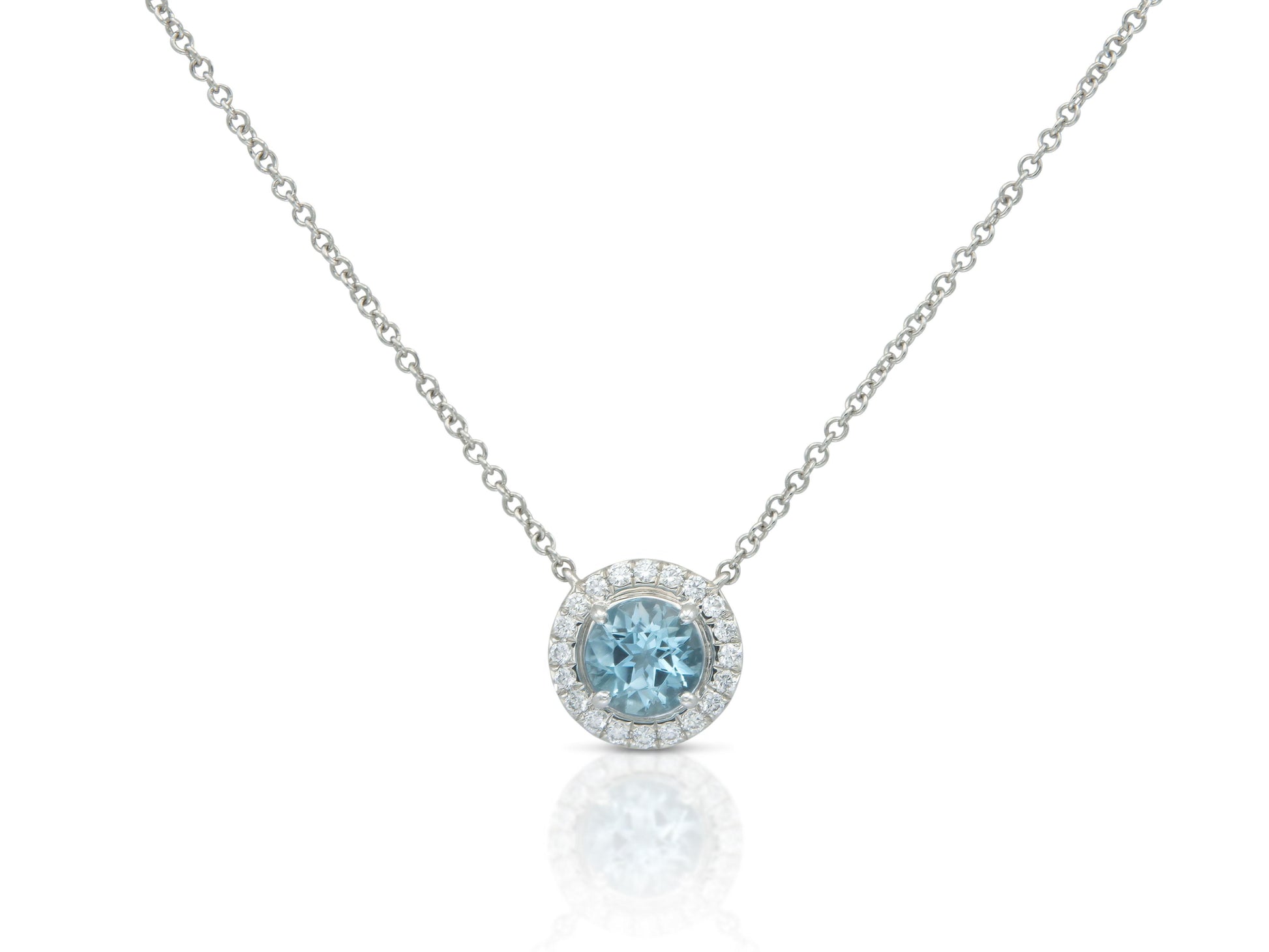Tiffany Soleste Aquamarine and Diamond Pendant Necklace
