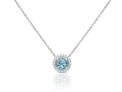 Tiffany Soleste Aquamarine and Diamond Pendant Necklace