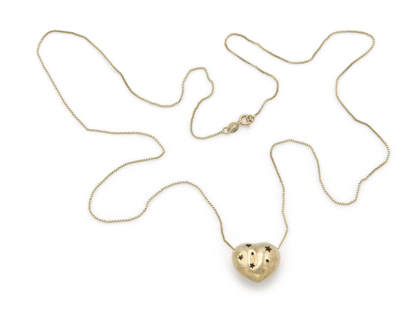 Gold Puff Heart Pendant Necklace