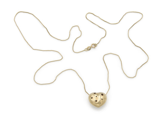 Gold Puff Heart Pendant Necklace