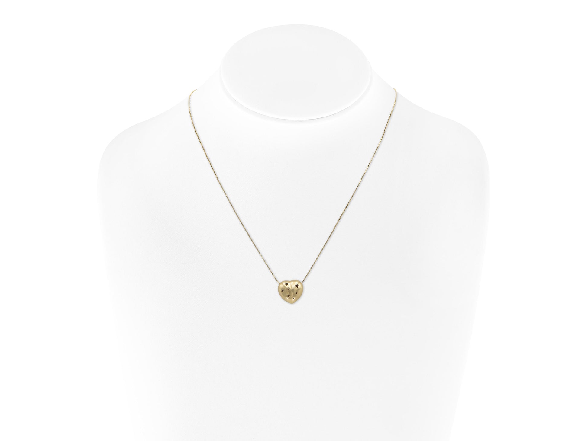 Gold Puff Heart Pendant Necklace