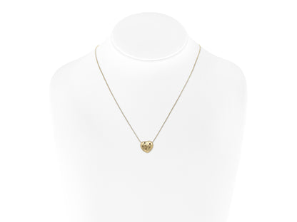 Gold Puff Heart Pendant Necklace