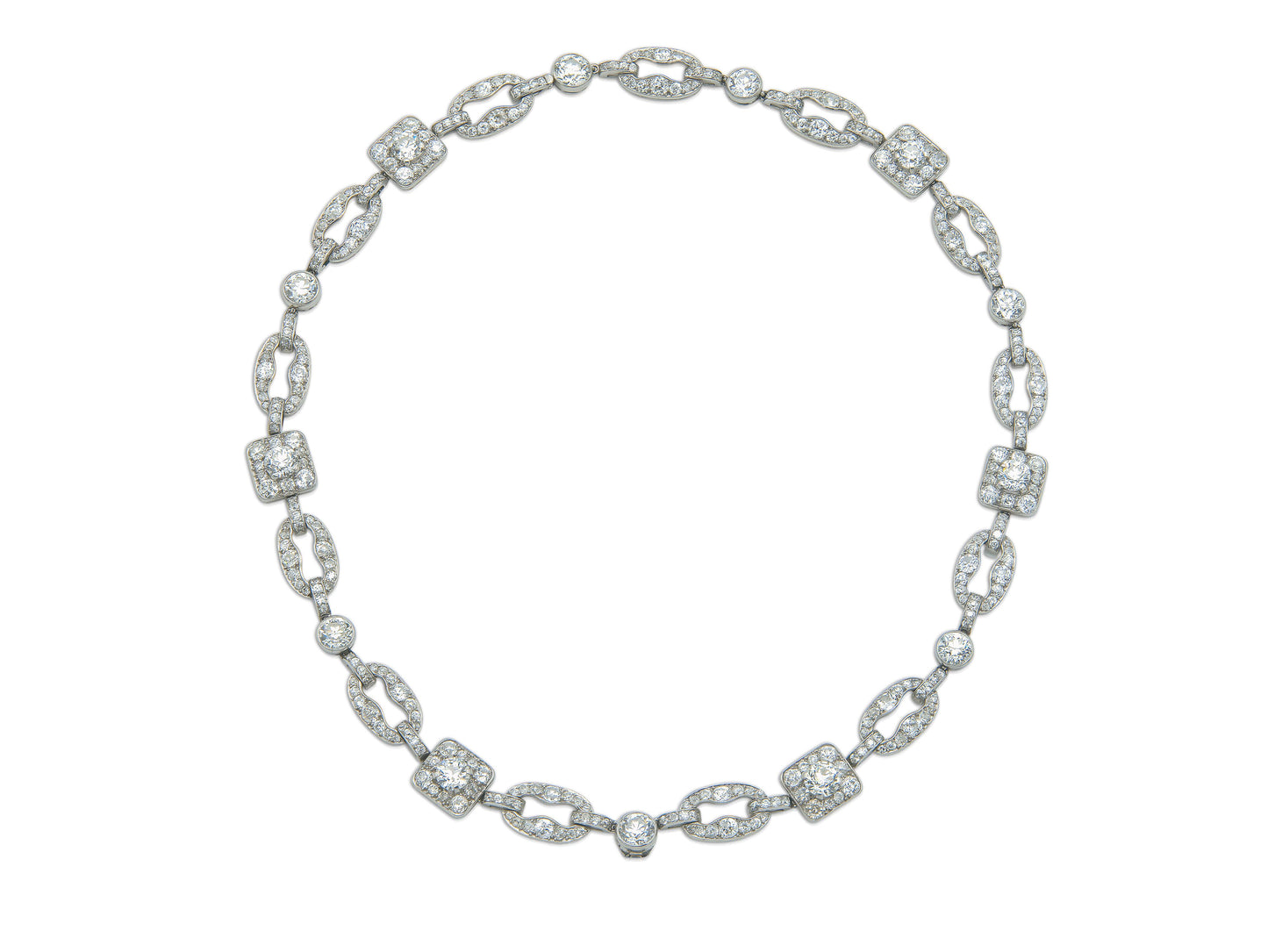 Antique Art Deco 1920s Cartier 27.40 Carat Diamond Openwork Link Necklace