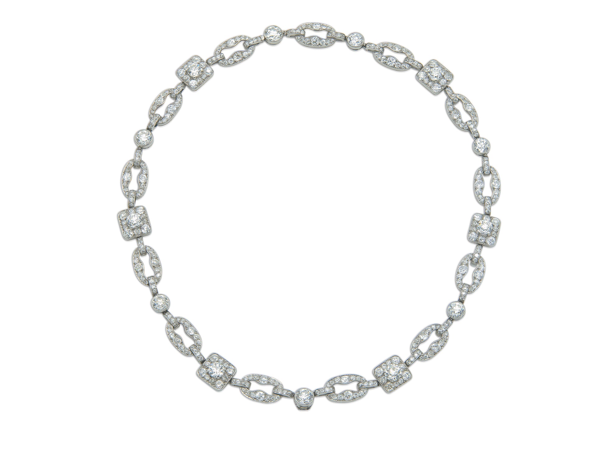 Antique Art Deco 1920s Cartier 27.40 Carat Diamond Openwork Link Necklace